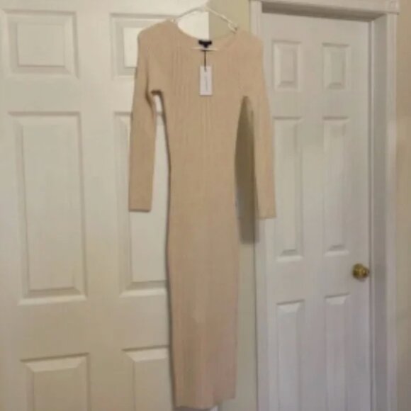 NWT - Cream Bodycon Dress | Long Sleeve Dress | White Dress | Cream Dress - Picture 4 of 4